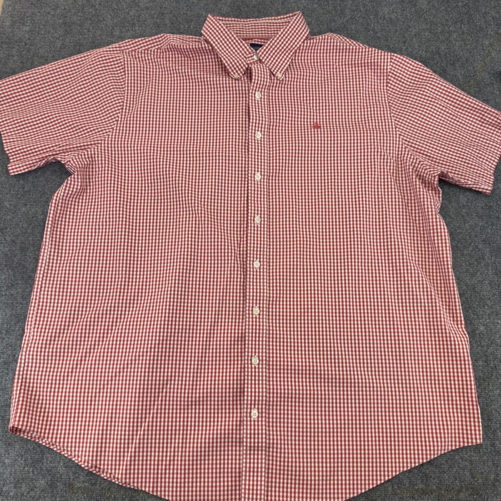 Brooks Brothers Non-Iron Gingham Polo Shirt Red White Size 2XLT